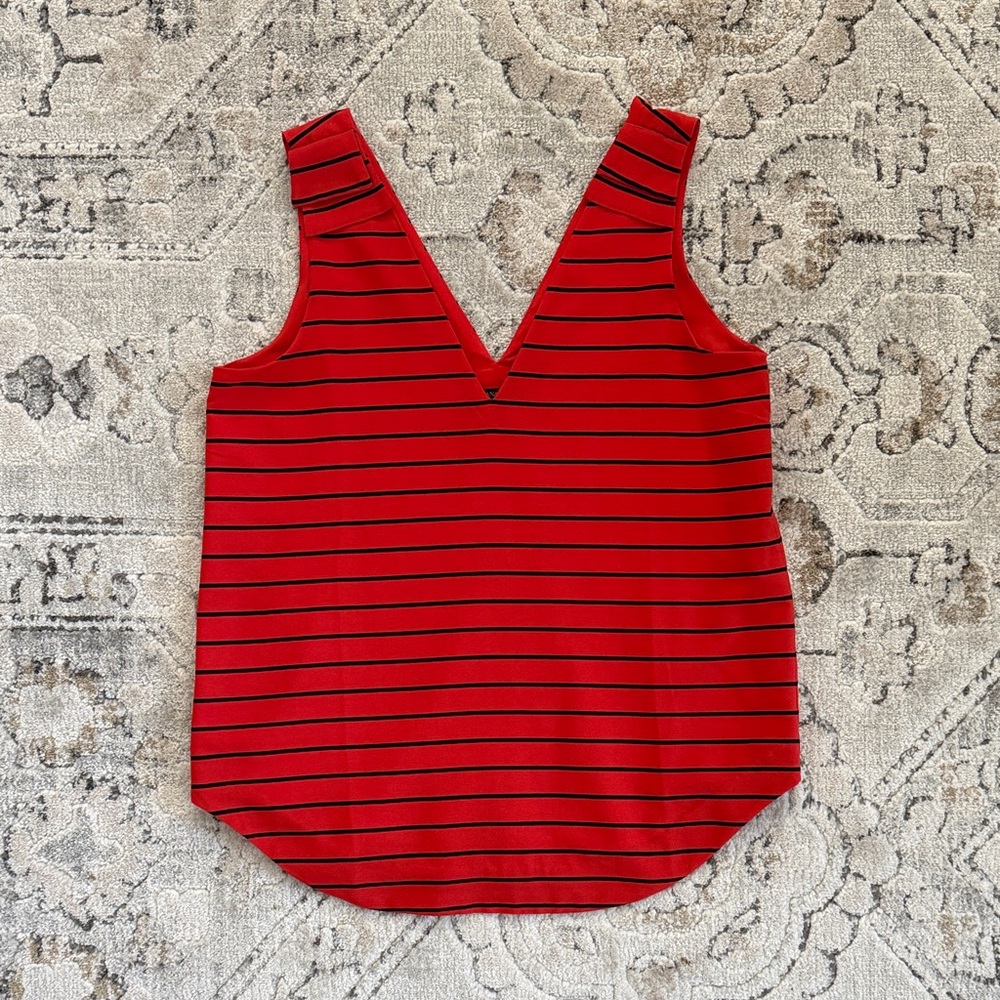 Banana Republic Factory Red Striped V-Neck Women's Top, XSP